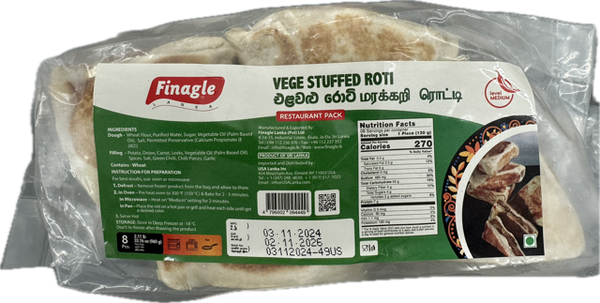 Finagle Vegetable Roti 8-Pcs  960g Restaurant Pack