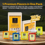 Ceylonzon Variety Pack of 5 Flavor Premium Ceylon Tea Classic Taste 5 Tea Bags