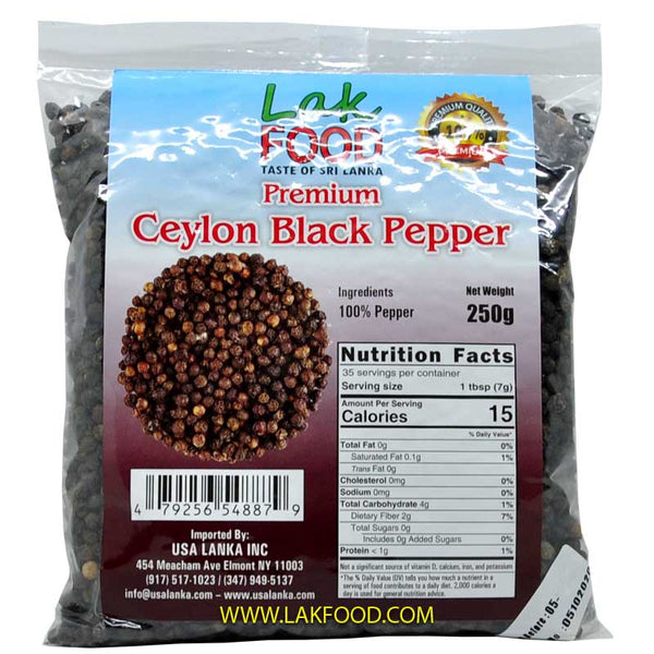 Premium Ceylon Black Pepper Whole 250g