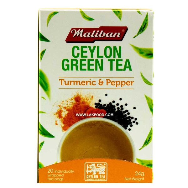 Maliban Green Tea - Turmeric & Pepper - 20 Tea Bags (කහ සහ ගම්මිරිස් තේ) ** BUY ONE GET ONE FREE **