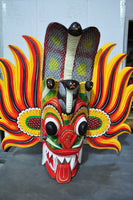 Sri Lankan Traditional Wooden Fire Mask Home Decor 24" (2 Ft. )