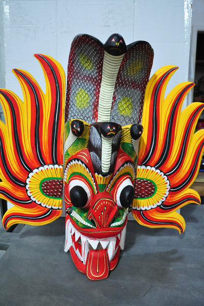 Sri Lankan Traditional Wooden Fire Mask Home Decor 15 Inch
