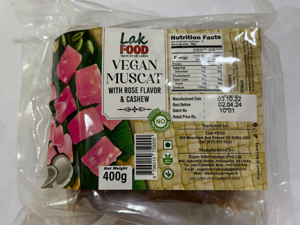 LakFood Vegan Muscat with Rose Flavor & Cashew 400g